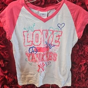 Kids Raglan Shirt - Pink & White
